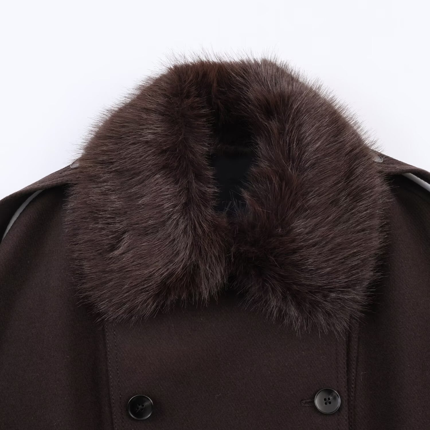 Blended synthetic fur effect collar jacket