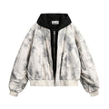 Tie dye splicing fake two-piece hooded jacket