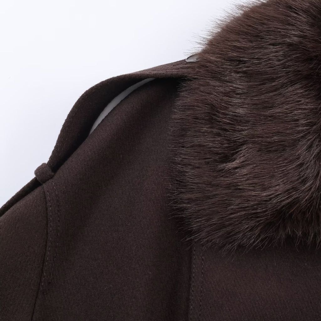 Blended synthetic fur effect collar jacket