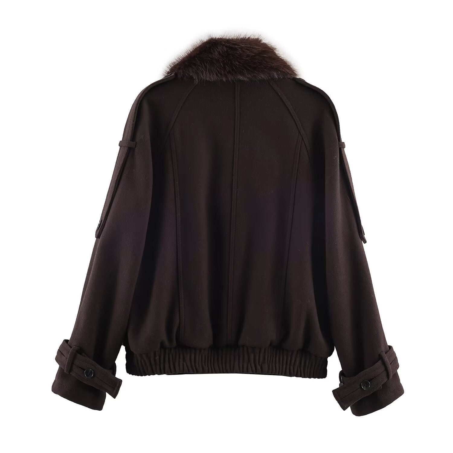 Blended synthetic fur effect collar jacket